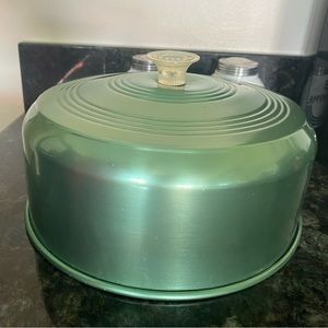 Vintage 1950s Green Aluminum Cake Cover